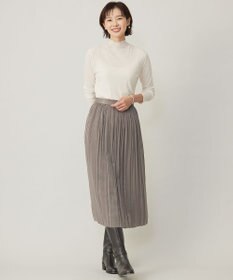 J.PRESS LADIES L 【洗える】マロンサテン ランダムプリーツ スカート