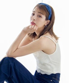 Tiaclasse 【洗える】スカラップニレースニットキャミソール