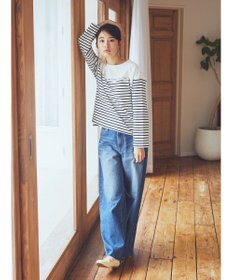 earth music&ecology レースボーダーカットソープルオーバー