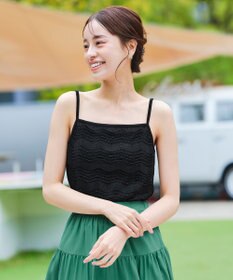 Tiaclasse 【洗える】スカラップニレースニットキャミソール