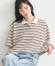 earth music&ecology レトロボーダーポロシャツ