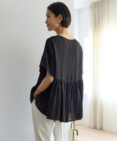 UNFILO ヴィンテージシアー ギャザーペプラムブラウス