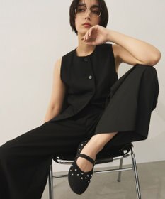 steppi ラウンドメッシュスタッズパンプス