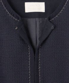 ANY SIS L リップルボーダーストレッチ ノーカラージャケット