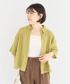 Green Parks インド綿 　衿付きレースシャツ