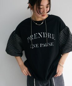 Green Parks チェックバルーンスリーブロゴチュニック