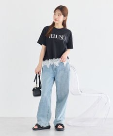earth music&ecology 裾レースロゴプリントTシャツ
