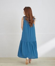 Tiaclasse 【小倉優子さん着用・洗える・XSサイズ】麻調ピンタックロングワンピース