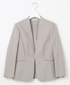J.PRESS LADIES 【セットアップ対応・洗える・撥水・防汚】コットンFITTYシャーク ノーカラー ジャケット