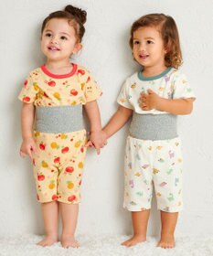 MIKI HOUSE HOT BISCUITS 【80-120cm】 フルーツ柄 腹巻き付き 天竺素材 半袖パジャマ