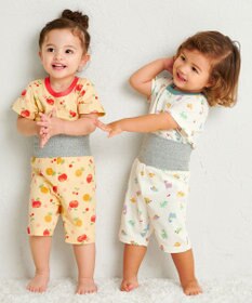 MIKI HOUSE HOT BISCUITS 【80-120cm】 フルーツ柄 腹巻き付き 天竺素材 半袖パジャマ