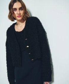 GRACE CONTINENTAL ツイーディーリボンヤーンカーディガン