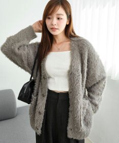 WEGO 【2025秋冬新作/ユニセックス着用ITEM/SMLサイズ展開】フェザーニットカーディガン