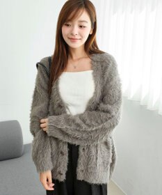 WEGO 【2025秋冬新作/ユニセックス着用ITEM/SMLサイズ展開】フェザーニットカーディガン