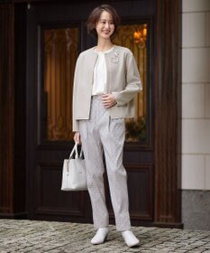 自由区 【XSサイズ～/洗える】ライトダブルクロス ノーカラージャケット