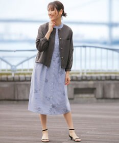 J.PRESS LADIES L 【季節の変わり目に】リネンシアースラブ ノーカラー ブルゾン