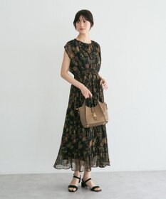 YECCA VECCA シアー花柄プリーツワンピース