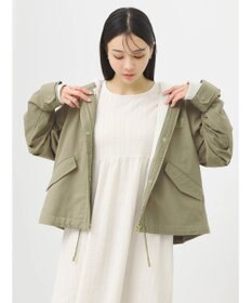 earth music&ecology パーカー付きミリタリーブルゾン