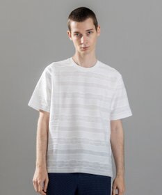 JOSEPH HOMME 新柄【ストレッチ/洗える】ジャガードボーダー　クルーネックTシャツ