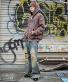 WEGO 【ユニセックス着用ITEM/SMLサイズ展開】グラフィックZIPパーカー