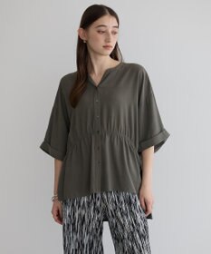 YECCA VECCA ギャザーデザイン配色シャツ