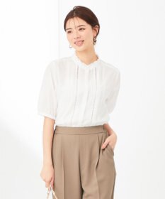 ANY SIS S 【洗える】フリルスタンドピンタック ブラウス