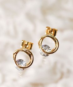 Tiaclasse 【金属アレルギー対応】ラウンドプットストーンピアス