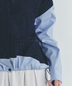 YECCA VECCA レースMIXレイヤードデザインシャツ