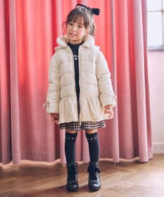 ANY KIDS 【フード取り外し/洗濯機可能】中綿フリル リボンコート