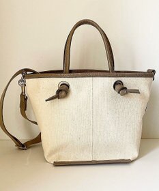 Hekhèr Le Style de Vie 【日本製 / 2WAY】コットンキャンバス×シュリンクレザー ノットハンドバッグ medium