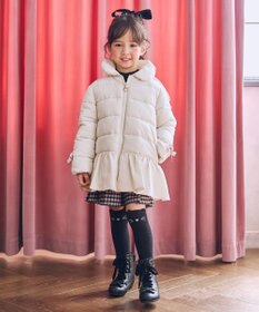 ANY KIDS 【フード取り外し/洗濯機可能】中綿フリル リボンコート