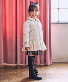 ANY KIDS 【フード取り外し/洗濯機可能】中綿フリル リボンコート