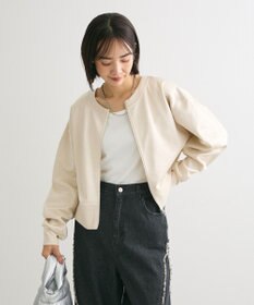 Green Parks サテンボンディングＺｉｐカーディガン