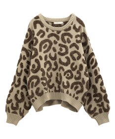 Green Parks ・ｆｕｒｒｙ　ｒａｔｅ　レオパードジャカードニット