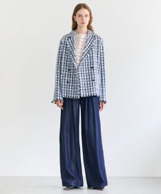 BEIGE， HAUYNITE / ボーダーシアー ボートネックブラウス