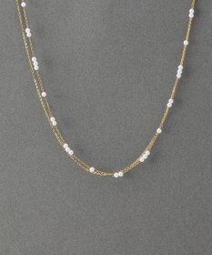 Phoebe 〈金属アレルギー対応〉レイヤードステーションパールネックレス　ゴールド　ステンレス