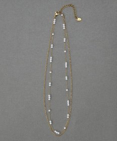 Phoebe 〈金属アレルギー対応〉レイヤードステーションパールネックレス　ゴールド　ステンレス