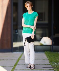 ICB L 【洗える】 ダブルクロスクレープ ストレートパンツ