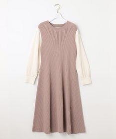 ANY SIS 【洗える】異素材コンビフレアニット ワンピース