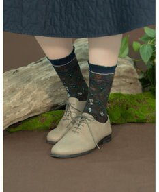 COQ Circulation ラメ花柄ソックス