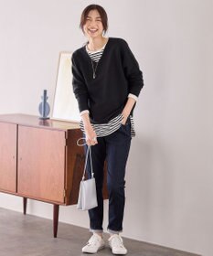 ANY 【洗濯機可】Ｖネックラメガーターニット