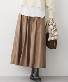 23区 【撥水加工/洗える】ブライトタフタ タック スカート ブラウン系