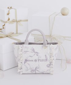 Maison de FLEUR ツイードリボンプリント2WayバッグS