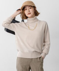 23区 【滝沢眞規子さん着用/Oggi掲載/洗える】ピュアカシミヤ タートルネック ニット ベージュ系