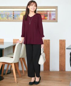 Tiaclasse L 【洗える】美ラインタックボタンカットソートップス