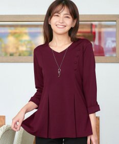 Tiaclasse L 【洗える】美ラインタックボタンカットソートップス