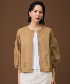 自由区 【羽織れる・涼やか・軽い】エアリーコットンリップボリュームスリーブ ブラウス