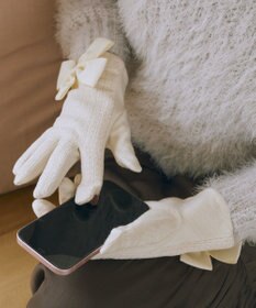 Maison de FLEUR ツイードリボングローブ