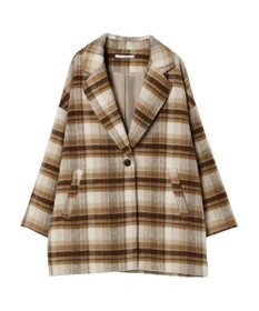 Green Parks ・ＥＬＥＮＣＡＲＥ　ＤＵＥ　シャギーチェックミドルコート