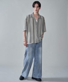 WEGO ストライプメッシュBIGシャツ（SS）